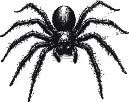 Detailed Illustration of a Black Spider with Intricate Features vector