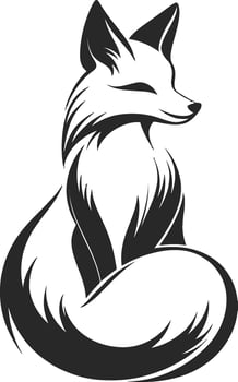 Elegant Black and White Fox Illustration with Smooth Lines vector