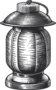 Lantern Illustration in Black and White Art Design vector