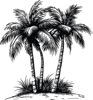 Elegant Palm Trees Illustration with Tropical Landscape Design vector