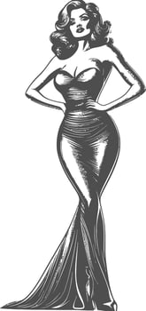 Elegant Illustration of a Glamorous Woman in a Dress vector