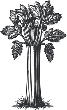 Detailed Illustrated of Celery Plant with Leaves and Stalks vector