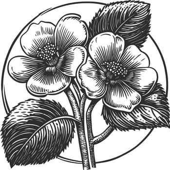 Vintage Floral Illustration with Detailed Line Art of Flowers and Leaves vector