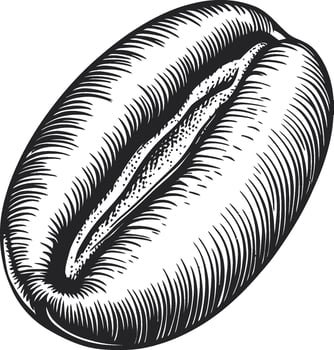 Detailed Illustration of Coffee Bean in Black and White Style vector