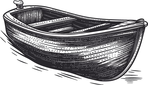 Vintage Wooden Boat Illustration with Detailed Hand Drawn Design vector