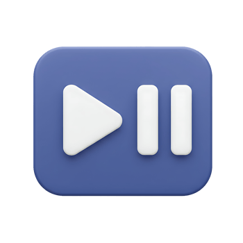 3D Render of Play and Pause Button Icon on Blue Square Background png