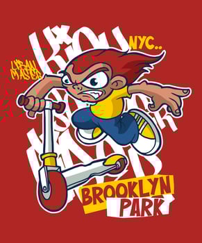 Kick Scooter Rider Cartoon Design vector
