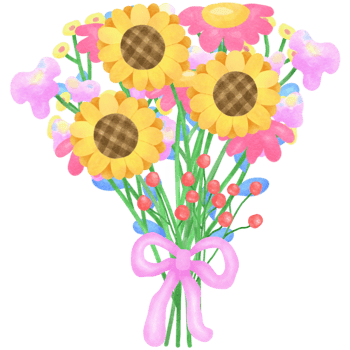 a bouquet of flowers clipart sunflowers cute bow png