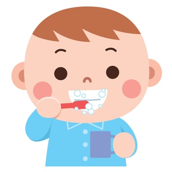 Cartoon Baby Boy Brushing Teeth vector