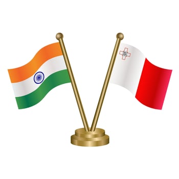 India and Malta table flag relation. vector