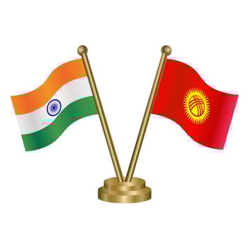 India and Kyrgyzstan table flag relation. vector