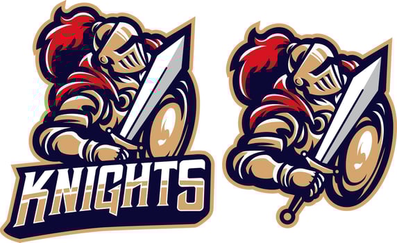 Medieval Knight Mascot Retro Esports Team Identity vector