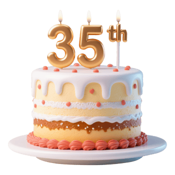 35th Birthday Cake with candle png