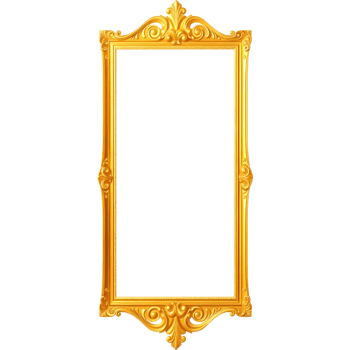 Tall Golden Frame with Elegant Design in Cartoon Style png