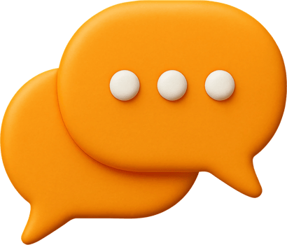 Two orange speech bubbles with white dots on them png