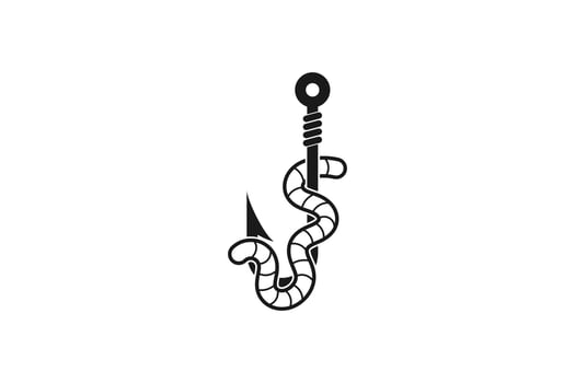 fishing hook with worm bait icon vector