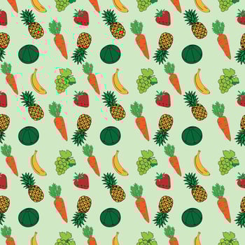 Colorful fruit and vegetable seamless pattern vector