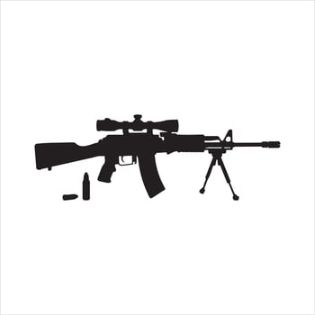 ak - 47 machine gun silhouette on a white background vector