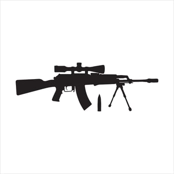 AK47 rifle and scope silhouette on a white background vector