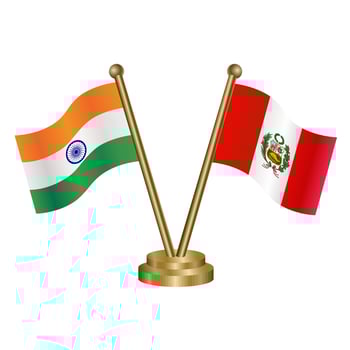 India and Peru table flag relation. vector