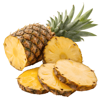 pineapple with slices isolated on transparent background png
