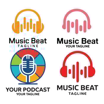 Colorful Music Podcast Logo Collection for Branding vector