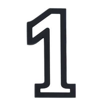 An image shows large, bold black number one with white outline, set against transparent background. design is simple and clear, making it suitable for various uses such as educational materials png
