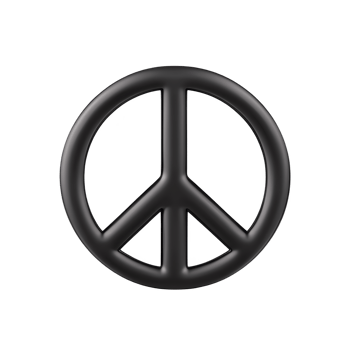A black peace symbol, representing harmony and non violence, is depicted against transparent background. simple design conveys message of unity and tranquility png