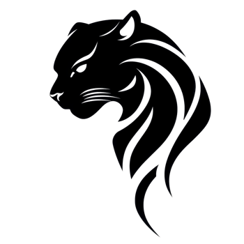A sleek black silhouette of lion head with flowing mane, symbolizing strength and elegance. design is simple yet powerful, capturing essence of majestic animal png
