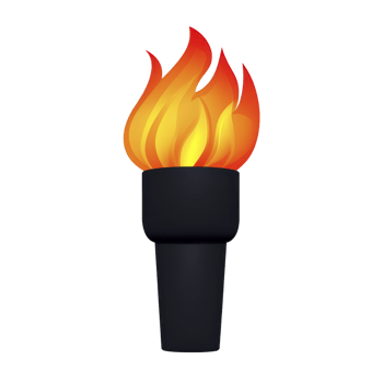 vibrant illustration of torch with bright, fiery flame symbolizing energy and passion. torch is depicted with simple, bold design, emphasizing dynamic movement of flames png