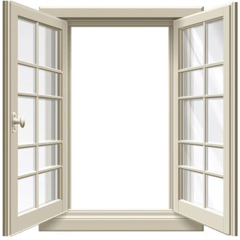 open white window with multiple glass panes and handle, inviting fresh air and light into room. classic design adds elegance and charm to any space png