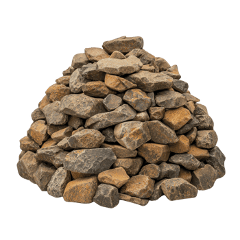 pile of variously sized and colored rocks is stacked in conical shape, showcasing natural textures and earthy tones. arrangement highlights rugged and organic beauty of stones png