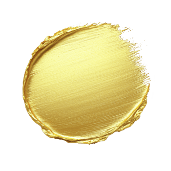 vibrant gold paint stroke forms circular shape with textured edges, creating striking and artistic design. metallic sheen adds luxurious and elegant touch png