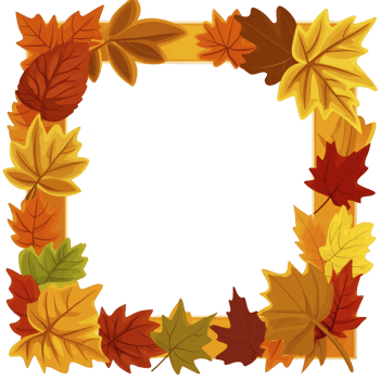decorative frame made of colorful autumn leaves shades of orange, red, yellow, and green, creating vibrant and seasonal border. leaves are arranged square shape, perfect for fall themed designs png