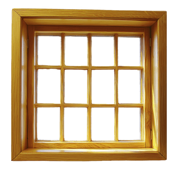wooden window frame with grid design features natural finish, showcasing wood texture and grain. frame is square, with multiple panes creating classic and rustic appearance png