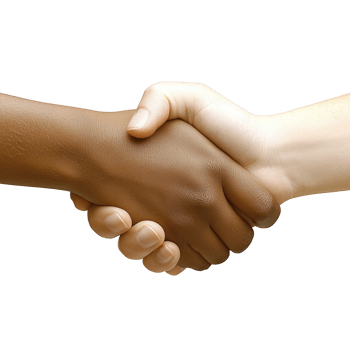handshake between two individuals of different skin tones symbolizes unity and cooperation. image conveys message of diversity, partnership, and mutual respect png