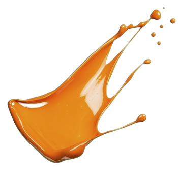 vibrant splash of orange paint captured mid air, showcasing dynamic movement and fluidity. glossy texture and rich color create striking visual impact png