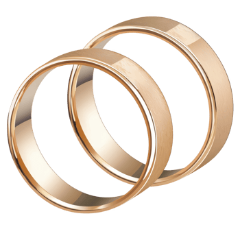 Two elegant gold wedding bands are intertwined, symbolizing unity and love. smooth, polished surface reflects light beautifully, adding touch of sophistication and timelessness png