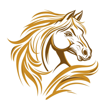 stylized illustration of horse head with flowing mane, featuring bold lines and dynamic design. artwork captures grace and power of horse, emphasizing movement and elegance png