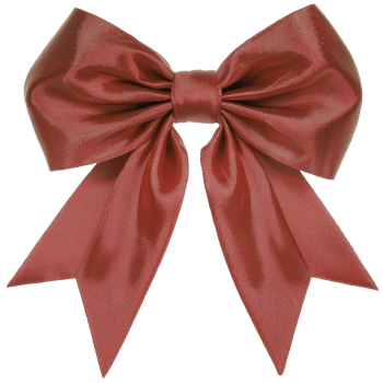 shiny red bow with glossy finish, featuring elegant loops and long tails, perfect for gift wrapping or festive decorations. vibrant color adds touch of sophistication and charm png
