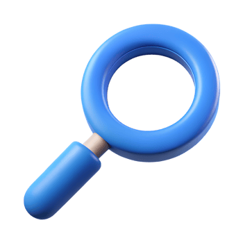 Blue Cartoon Magnifying Glass on Transparent Background for Search and Exploration Graphics png