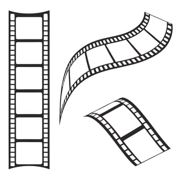 Film strip illustration set blank white spaces motion picture template vector