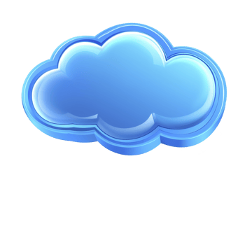 glossy blue cloud icon with shiny, reflective surface, symbolizing digital storage or cloud computing. design is simple and modern, conveying sense of technology and connectivity png