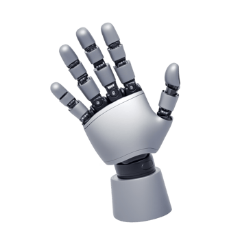 sleek robotic hand with articulated fingers is shown, showcasing advanced technology and innovation. metallic design highlights precision engineering and futuristic aesthetics png