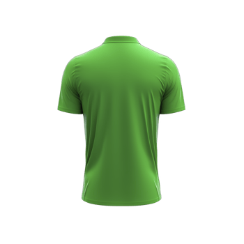 vibrant green short sleeve shirt is displayed from back, showcasing its smooth fabric and simple design. shirt features classic collar and is suitable for casual wear png