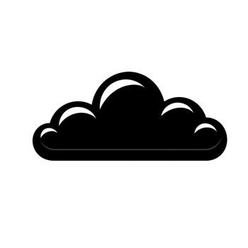 simple black cloud icon with minimalist design, featuring smooth curves and solid fill, set against transparent background. This versatile symbol can represent weather, technology, or abstract png