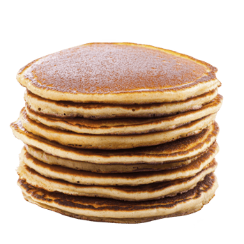 stack of golden brown pancakes is neatly arranged, showcasing their fluffy texture and inviting appearance. pancakes are perfectly cooked, with slight crisp on edges png