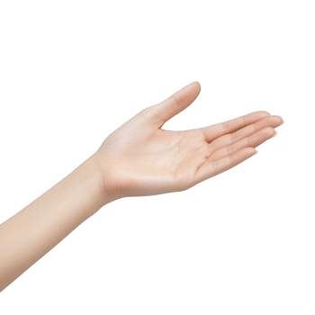 open hand with gentle gesture, palm facing up, isolated on transparency background, symbolizing offering or receiving. skin tone is light, and fingers are relaxed png
