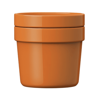 stack of two glossy orange ceramic plant pots with smooth finish, perfect for indoor or outdoor gardening. vibrant color adds cheerful touch to any space png