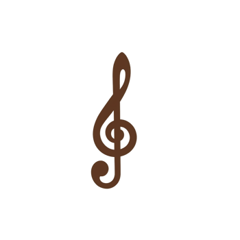 brown treble clef symbol stands out against plain background, representing music and melody. simple design highlights elegance and timelessness of musical notation png